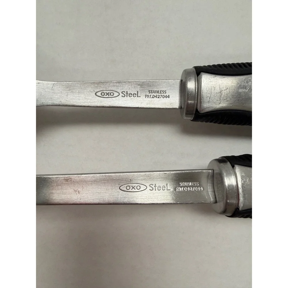 OXO Steel Stainless Pasta Server Slotted Spoon Set Ergonomic Handles PAT.D427044